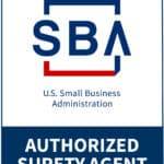 This is the SBA Surety Bond Guarnatee Program logo for authorized, preferred partner agents.