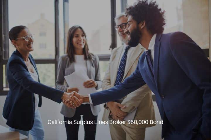 California Surplus Lines Broker $50,000 Bond - A group of people, a broker and a client inside the office.