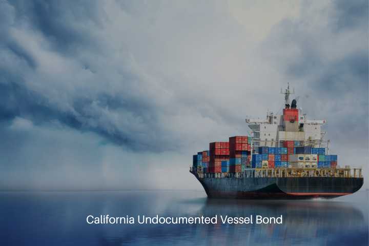 California Undocumented Vessel Bond - International container cargo ship in the ocean. Freight transportation.
