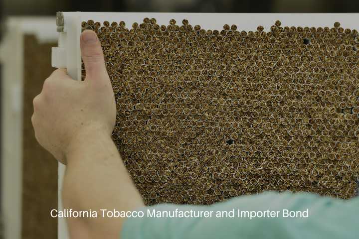 California Tobacco Manufacturer and Importer Bond - Cigarettes production line in a tobacco factory.