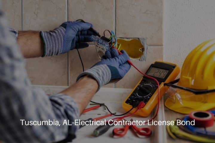 Tuscumbia, AL-Electrical Contractor License Bond - Electrician at work with the tester measures the voltage in the sockets of a residential electric system.