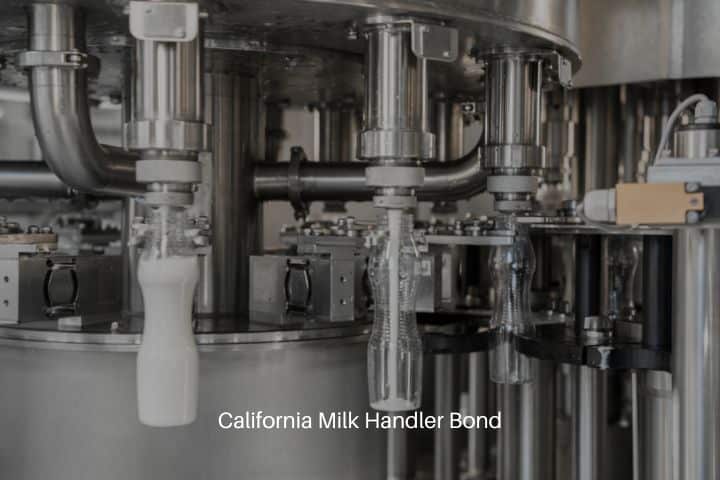 California Milk Handler Bond - Filling milk into plastic bottles at the factory. Equipment at the dairy plant.