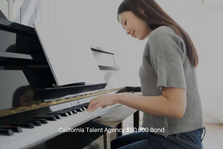 California Talent Agency $50,000 Bond - A portrait of an Asian girl playing piano in the studio.