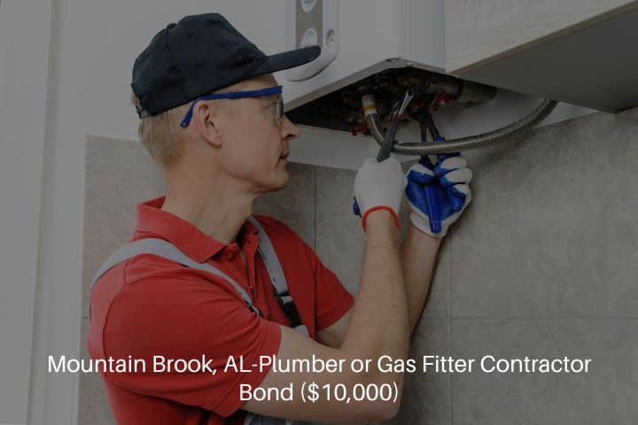 Mountain Brook, AL-Plumber or Gas Fitter Contractor Bond ($10,000)-A plumber attaches to the pipe of a gas boiler.