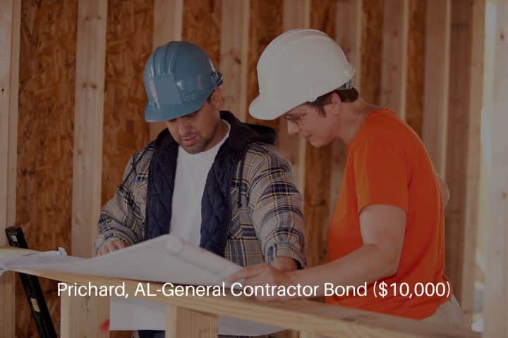 Prichard, AL-General Contractor Bond ($10,000)-Construction workers reading blueprints.