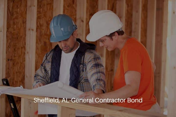 Saraland, AL-Contractor License Bond ($10,000) - Construction workers reading blueprints.