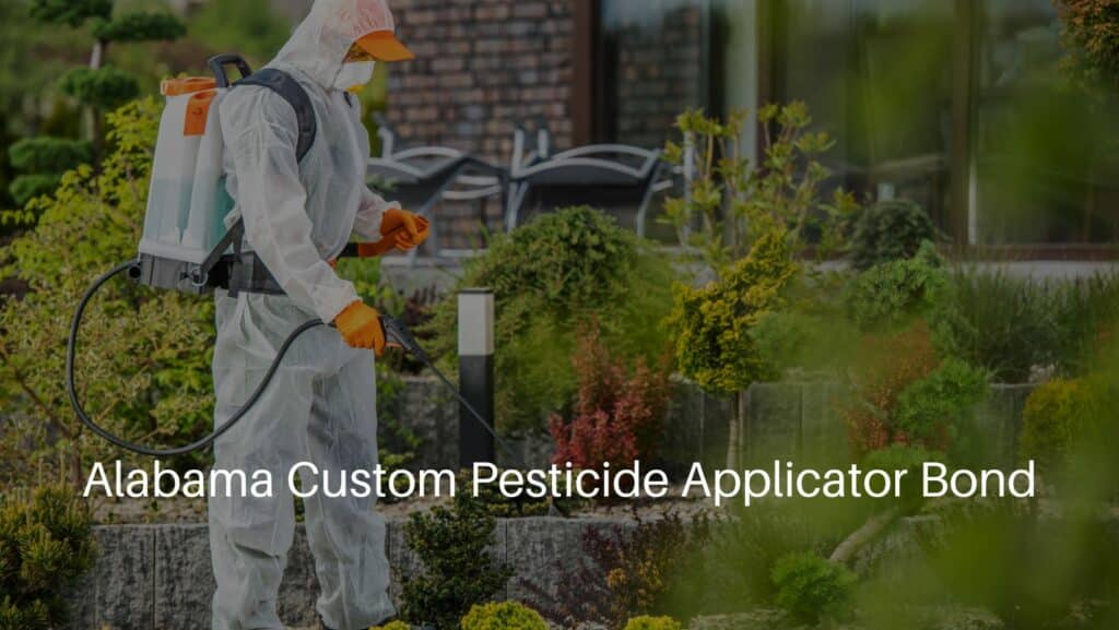 Alabama Custom Pesticide Applicator Bond - Garden protection suit spraying garden plants.