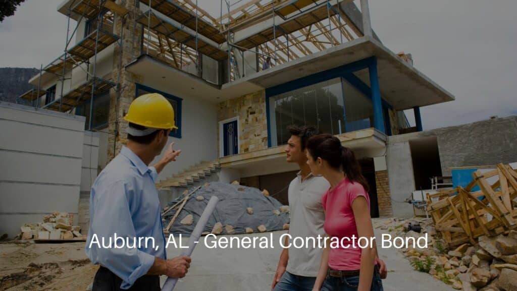 Auburn, AL - General Contractor Bond - A couple with the contractor in front of their constructed house.