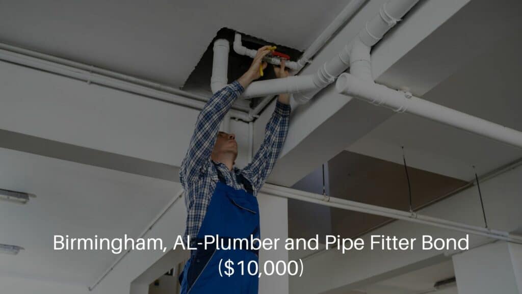 Birmingham, AL-Plumber and Pipe Fitter Bond ($10,000) - A plumber repairing water pipes in a residential building.