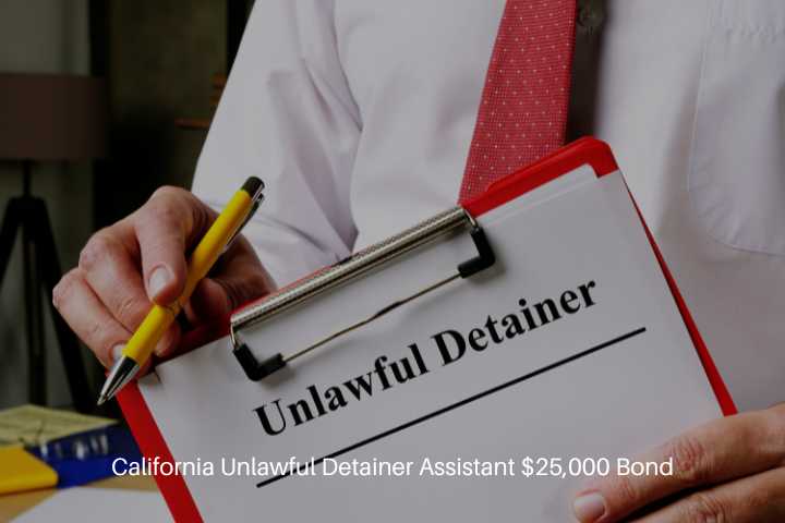 California Unlawful Detainer Assistant $25,000 Bond - Unlawful detainer papers in the hands of man.