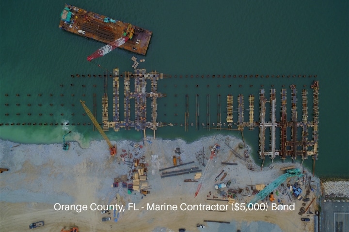 Orange County, FL - Marine Contractor ($5,000) Bond - Aerial view of Construction for marine works.
