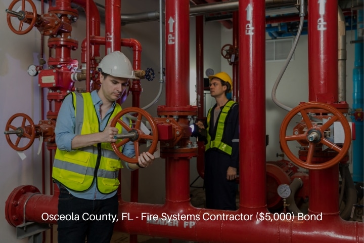 Osceola County, FL - Fire Systems Contractor ($5,000) Bond - Engineer work checking fire suppression system and fire equipment.