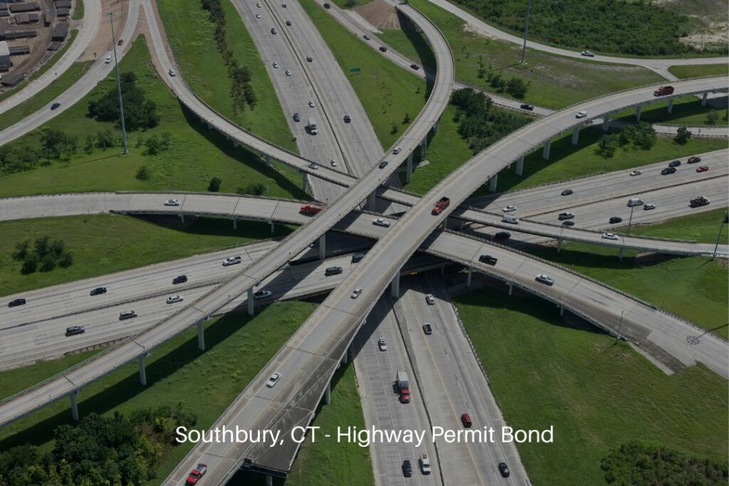 Southbury, CT - Highway Permit Bond - Cityscape highway infrastructure.