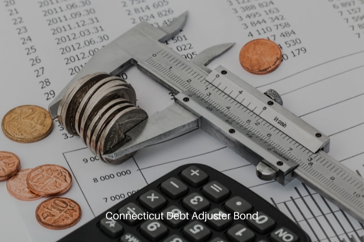 Connecticut Debt Adjuster Bond - A debt adjuster concept. Coins and calculated on an invoice.