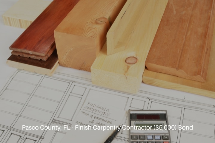 Pasco County, FL - Finish Carpentry Contractor ($5,000) Bond - Wall unit blueprint with finishing carpentry materials.