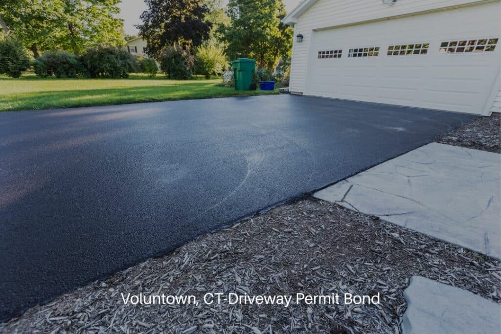 Voluntown, CT-Driveway Permit Bond - New fresh blacktop resealing job just finished on this asphalt driveway in a suburban residential district.