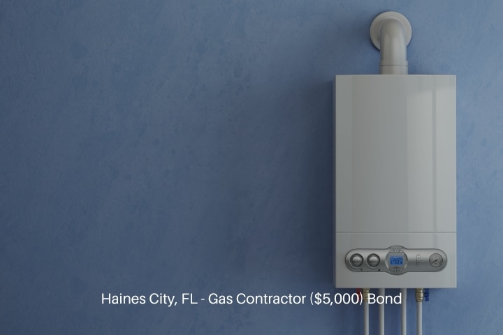 Haines City, FL - Gas Contractor ($5,000) Bond - Gas boiler on blue background. Gas boiler home heating.