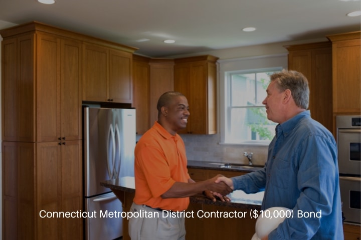 Connecticut Metropolitan District Contractor ($10,000) Bond - Home owner talking with contractor.