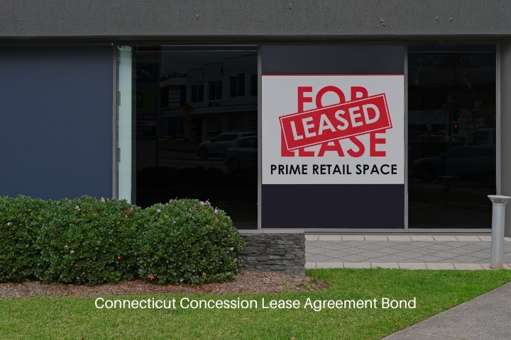 Connecticut Concession Lease Agreement Bond - Prime retail for lease sign with a leased sticker over the top.