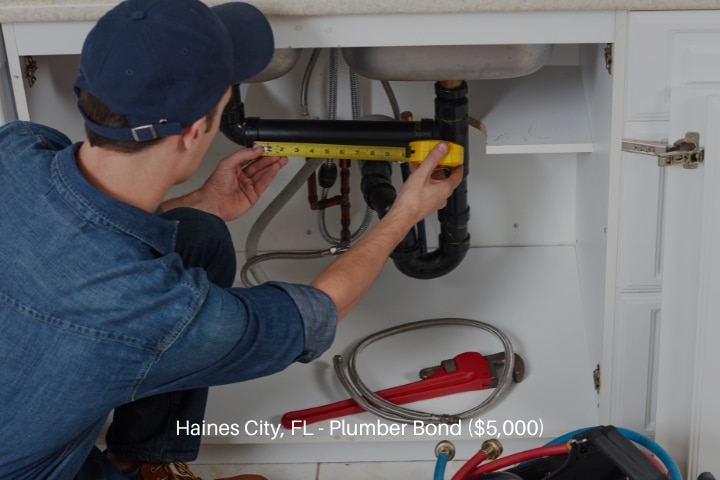 Haines City, FL - Plumber Bond ($5,000) - Plumber doing renovation in kitchen home.