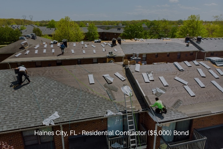 Haines City, FL - Residential Contractor ($5,000) Bond - A construction worker on a renovation roof house, installed new shingles.