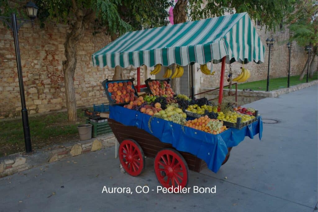 Aurora, CO - Peddler Bond - Peddler concept. Greengrocer sells fruit on the street.