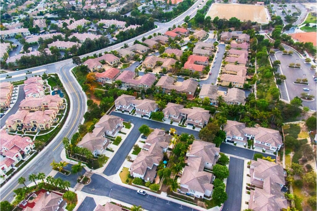 Killingworth, CT - Subdivision Bond - The aerial view of the suburban subdivision.