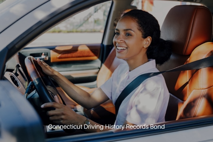 Connecticut Driving History Records Bond - Woman driving a car.