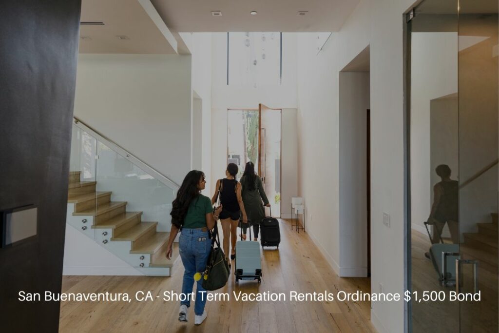 San Buenaventura, CA - Short Term Vacation Rentals Ordinance $1,500 Bond - Full length rear view of women leaving vacation rental.