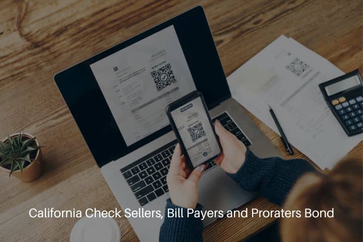 California Check Sellers, Bill Payers and Proraters Bond - Women scanning QR codes from invoices to make payments using a fast and secure payment system.