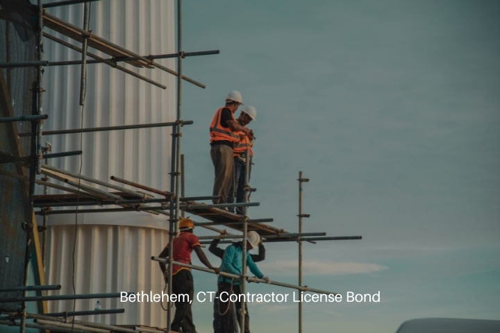 Bethlehem, CT-Contractor License Bond - Construction worker on a scaffolding.