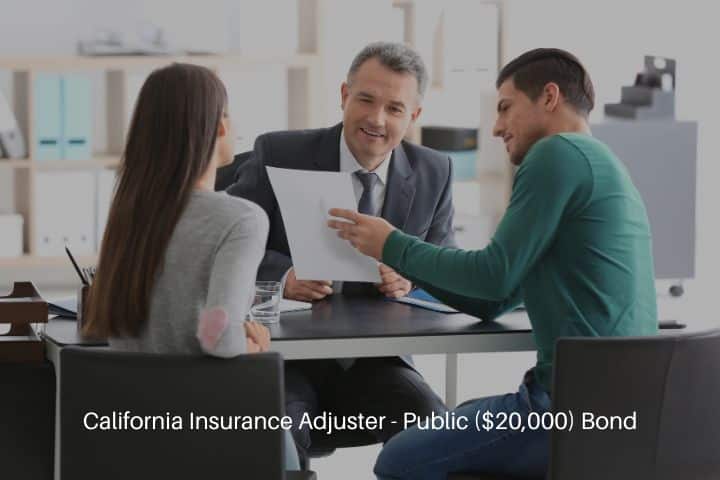 California Insurance Adjuster - Public ($20,000) Bond - Young couple at insurance adjuster.