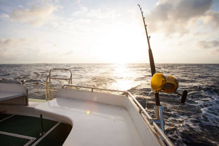 California Guide License $1,000 Bond - Game fishing boat in the middle of the ocean.