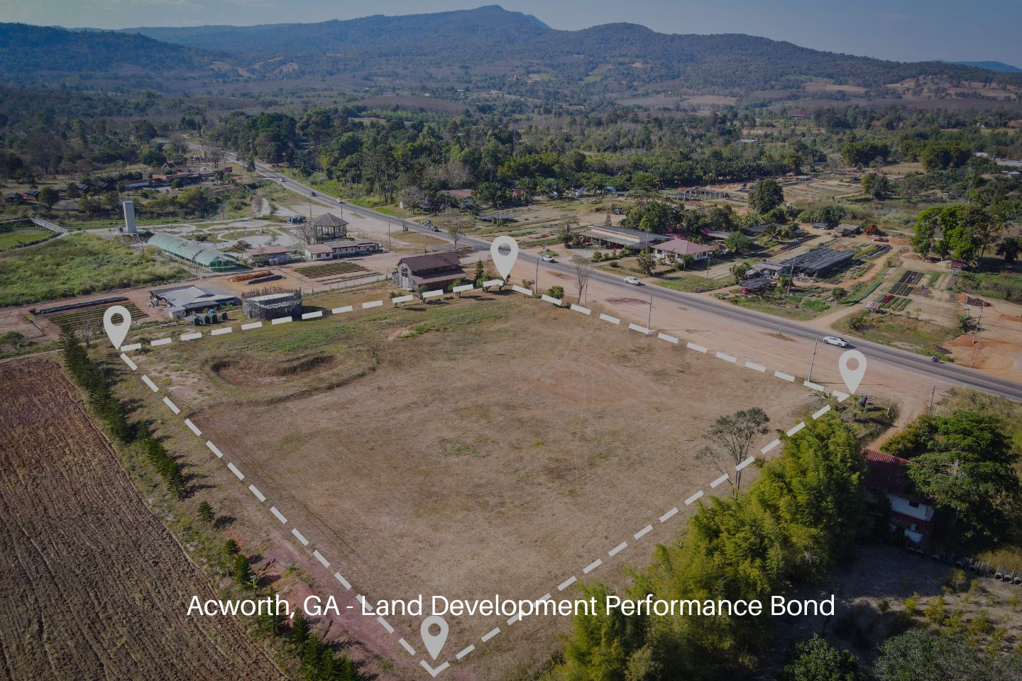 Acworth, GA - Land Development Performance Bond - Land plot for building house aerial view.