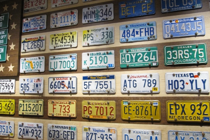Florida - Branch Auto Tag Bond - American license plates on a wall.