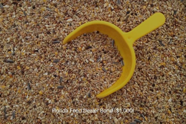 Florida Feed Dealer Bond ($1,000) - Chicken feed sunflower seeds and yellow shovel.