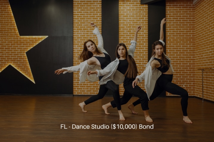 FL - Dance Studio ($10,000) Bond - Contemporary dance performers posing in studio.