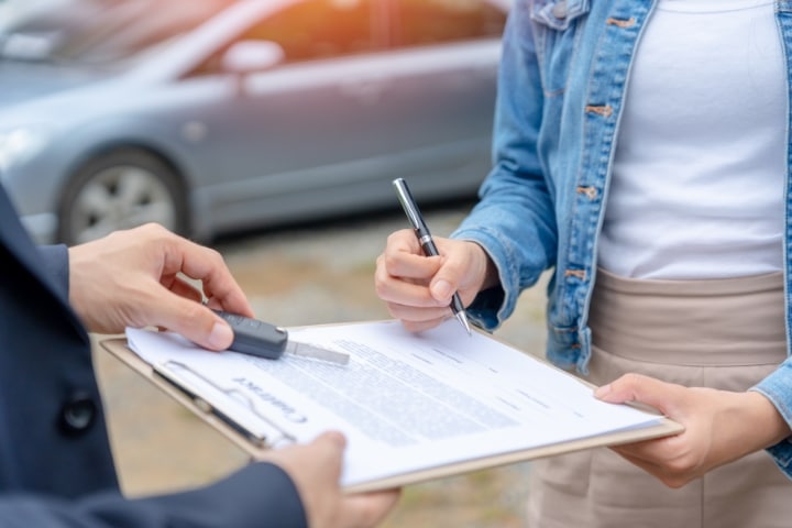 Broward County, FL - Rental Car Concession and Lease Bond - A lease, rental car dealership send a contract and car key.