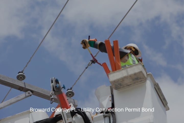 Broward County, FL - Utility Connection Permit Bond - Electric utility lineman cuts the jumper wire connection.