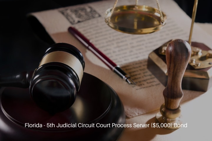 Judicial Circuit Court Process Server Bond - Law and justice concept. Court gavel, scale of justice.