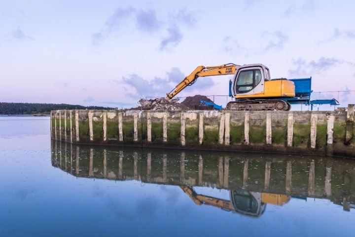 Pinellas County, FL - Dock, Pier, and Wharf Construction ($5,000) Bond - Wharf construction with excavator.