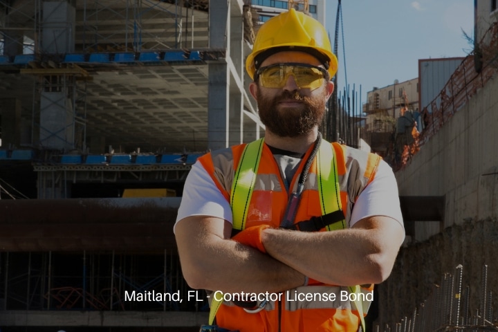 Maitland, FL - Contractor License Bond - Worker in full protective uniform and around him is the construction site.