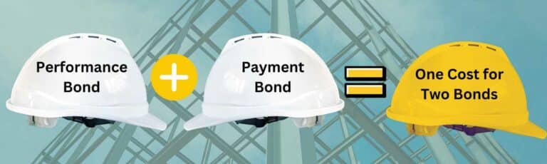 These three construction hard hats show that there is only one price when payment and performance bonds are written together.