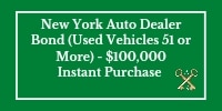 Green button for the instant purchase of new york auto dealer bonds for used vehicles, 51 vehicles or more.
