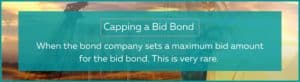 Capping a Bid Bond - This image defines what it means to cap a bid bond. There is a blue text box with a construction site background.