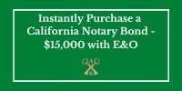 Instant Purchase Button for a California Notary Bond with E&O Insurance