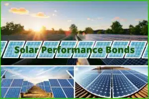 Three pictures of solar fields. In the middle are the words. "Solar Performance Bonds"