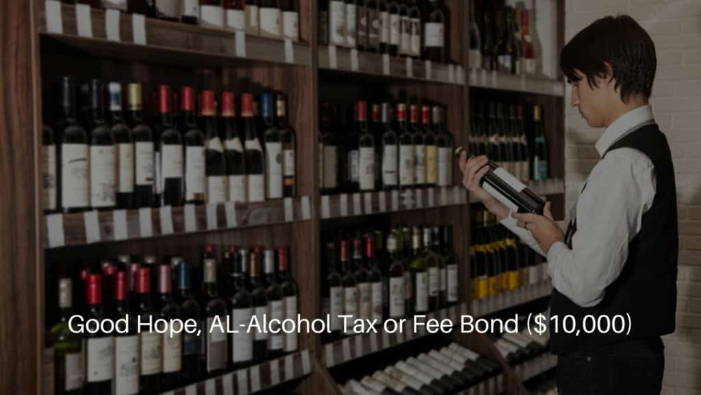 Good Hope, AL-Alcohol Tax or Fee Bond ($10,000) - Man looking at a bottle of wine in the shop. Wine shopping.