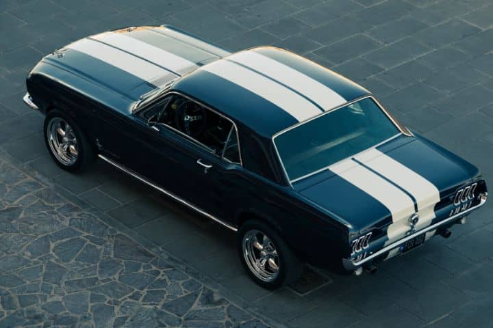 California Motor Club $100,000 Bond - High-angle view of a classic car.