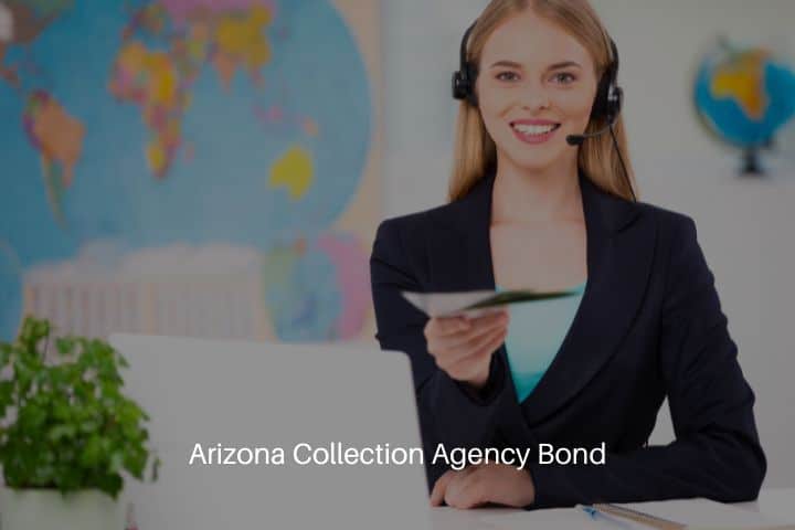 Arizona Collection Agency Bond - Worker of a collection agency inside her office.
